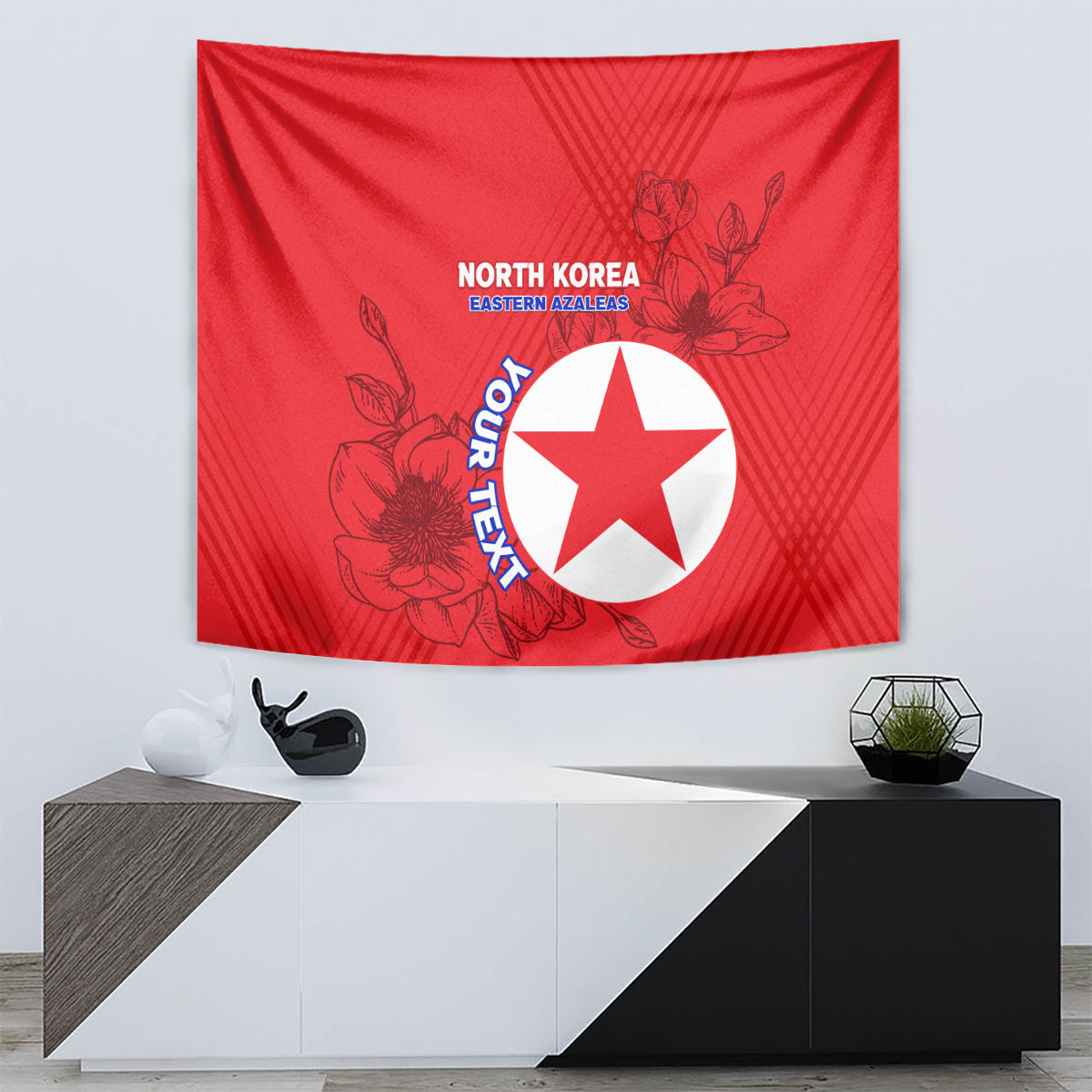 Custom North Korea Football Tapestry 2024 Go Eastern Azaleas Magnolia Flowers - Wonder Print Shop