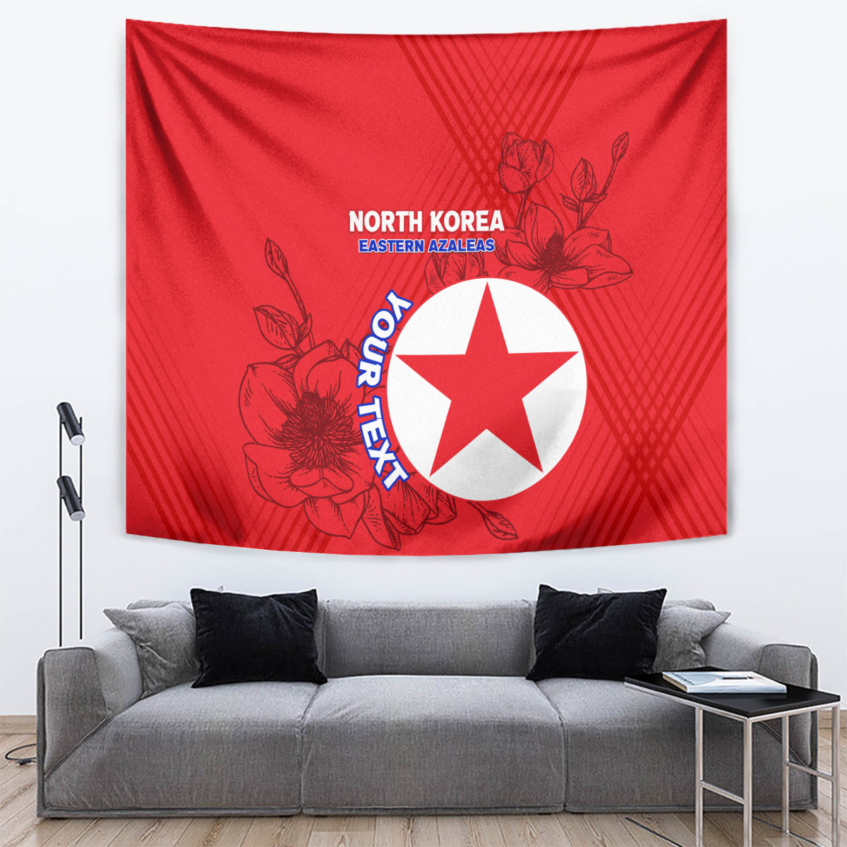 Custom North Korea Football Tapestry 2024 Go Eastern Azaleas Magnolia Flowers - Wonder Print Shop