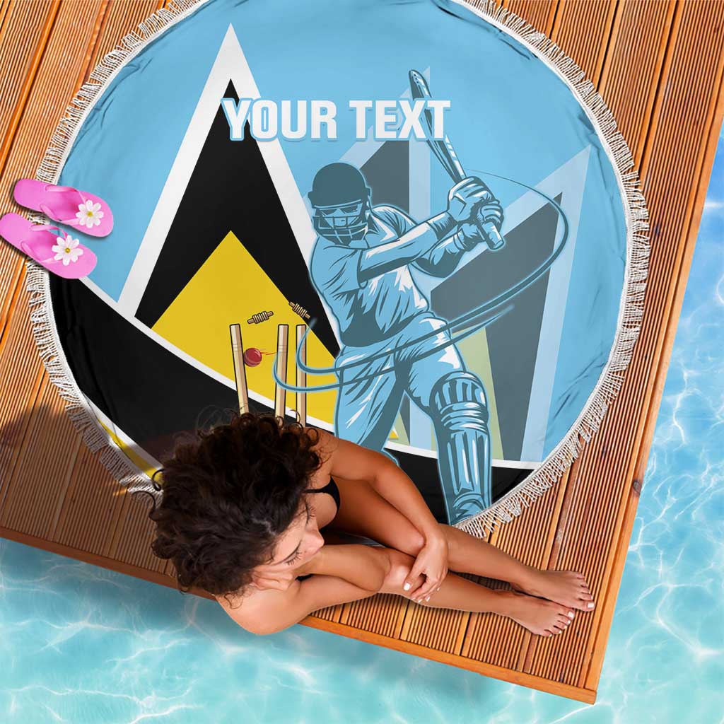 Custom Saint Lucia Cricket Beach Blanket Go Champions - National Color - Wonder Print Shop