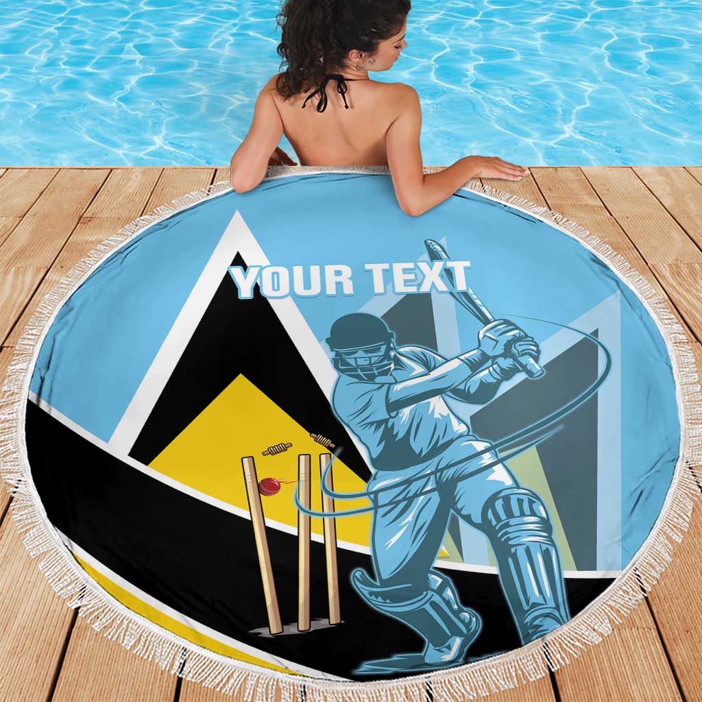 Custom Saint Lucia Cricket Beach Blanket Go Champions - National Color - Wonder Print Shop