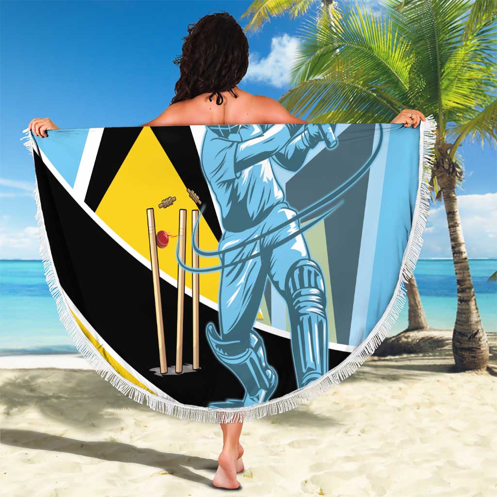 Custom Saint Lucia Cricket Beach Blanket Go Champions - National Color - Wonder Print Shop