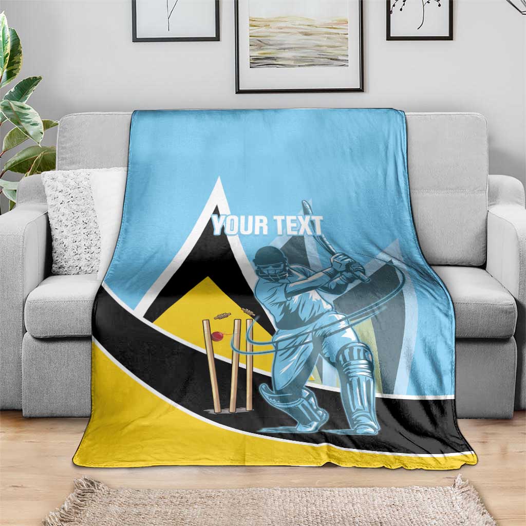 Custom Saint Lucia Cricket Blanket Go Champions - National Color