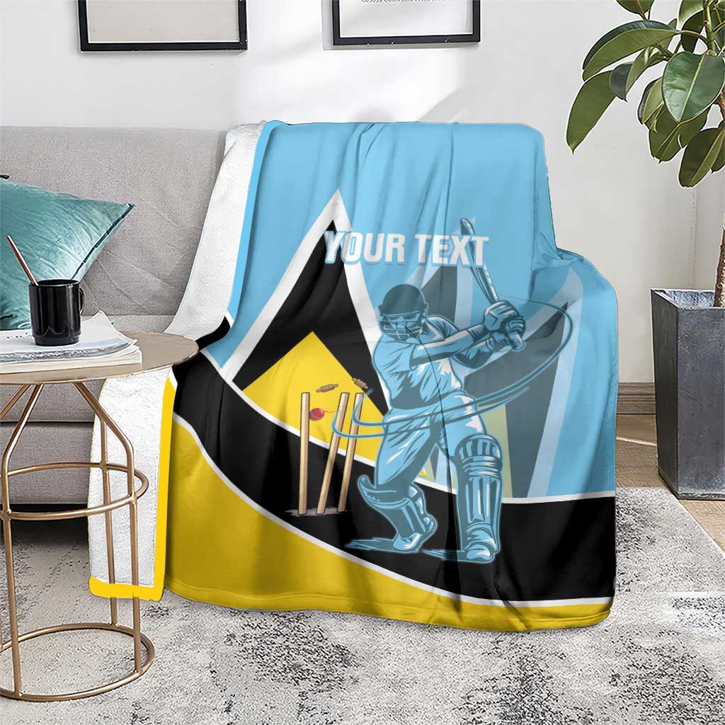 Custom Saint Lucia Cricket Blanket Go Champions - National Color