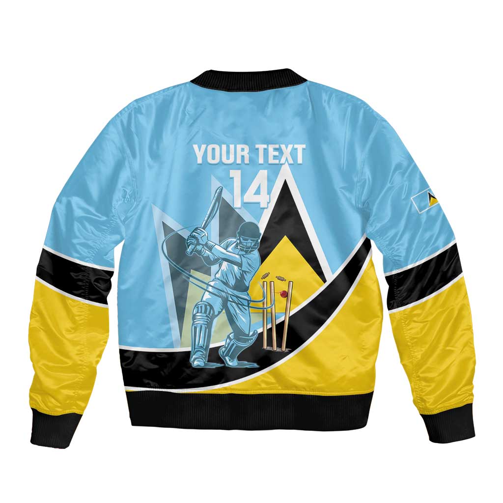 Custom Saint Lucia Cricket Bomber Jacket Go Champions - National Color - Wonder Print Shop