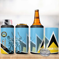Personalized Saint Lucia Cricket 4 in 1 Can Cooler Tumbler Go Champions - National Color - Wonder Print Shop