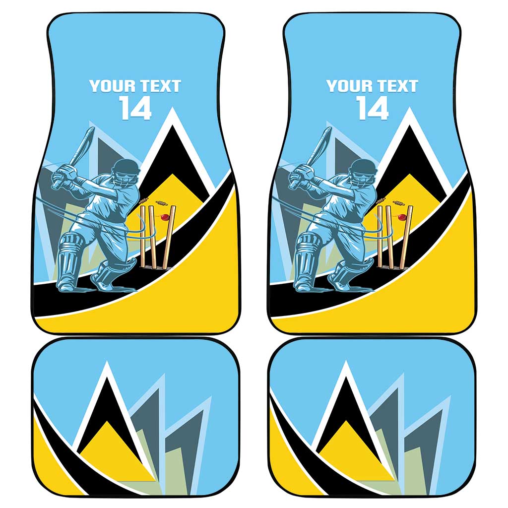Custom Saint Lucia Cricket Car Mats Go Champions - National Color - Wonder Print Shop