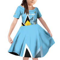 Custom Saint Lucia Cricket Family Matching Off Shoulder Short Dress and Hawaiian Shirt Go Champions - National Color - Wonder Print Shop