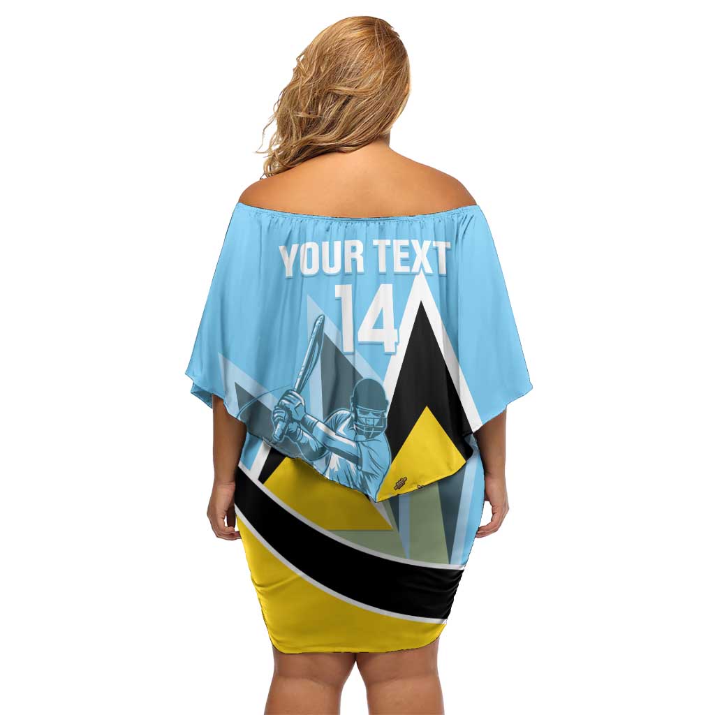 Custom Saint Lucia Cricket Family Matching Off Shoulder Short Dress and Hawaiian Shirt Go Champions - National Color - Wonder Print Shop