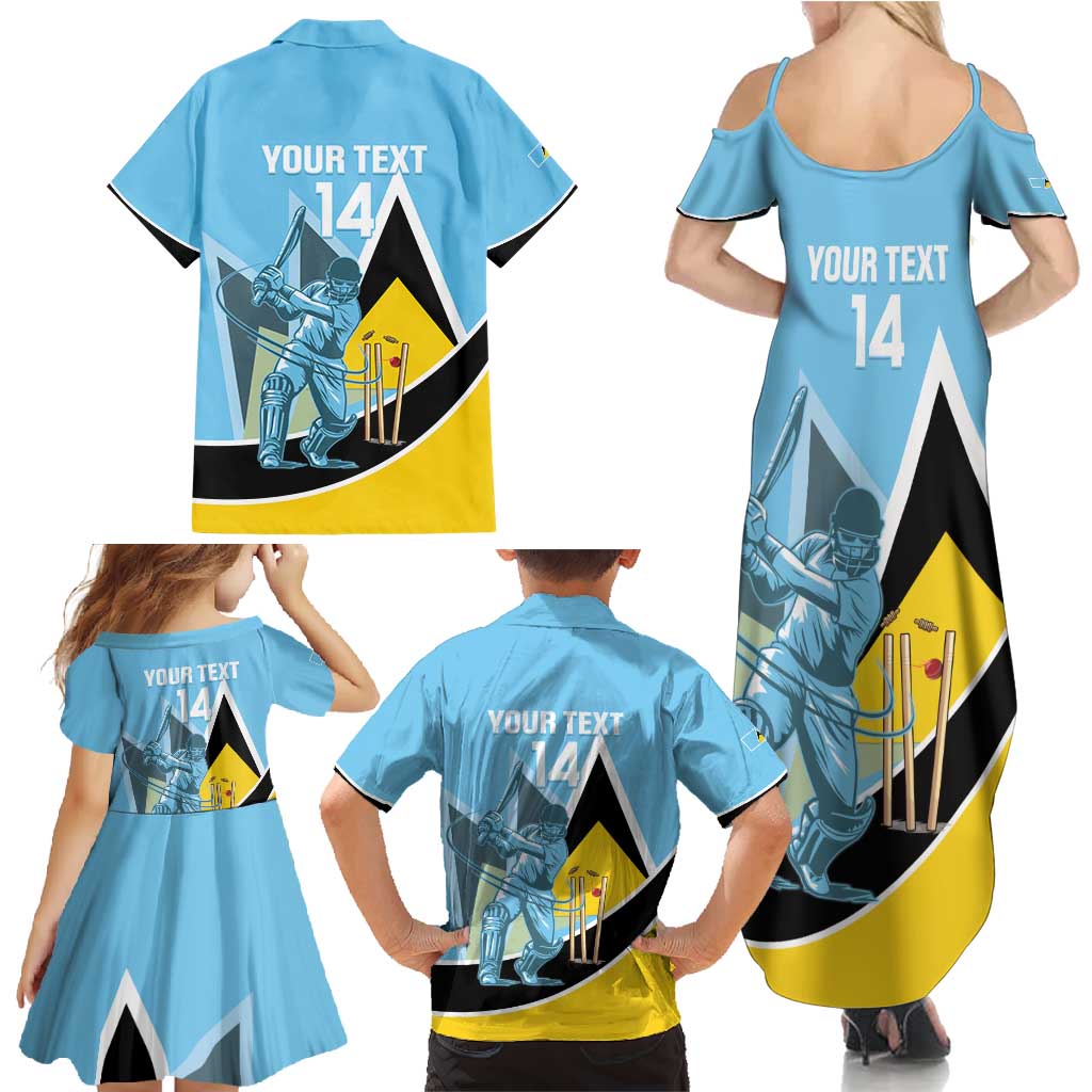 Custom Saint Lucia Cricket Family Matching Summer Maxi Dress and Hawaiian Shirt Go Champions - National Color - Wonder Print Shop