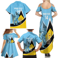 Custom Saint Lucia Cricket Family Matching Summer Maxi Dress and Hawaiian Shirt Go Champions - National Color - Wonder Print Shop