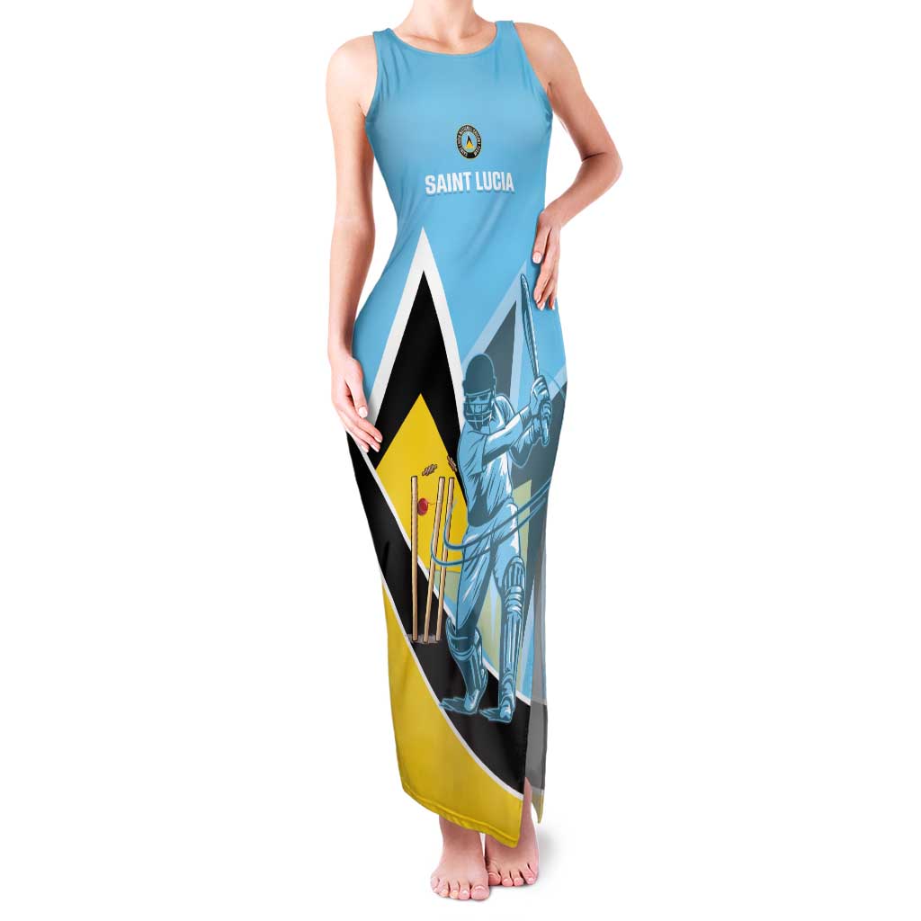 Custom Saint Lucia Cricket Family Matching Tank Maxi Dress and Hawaiian Shirt Go Champions - National Color - Wonder Print Shop