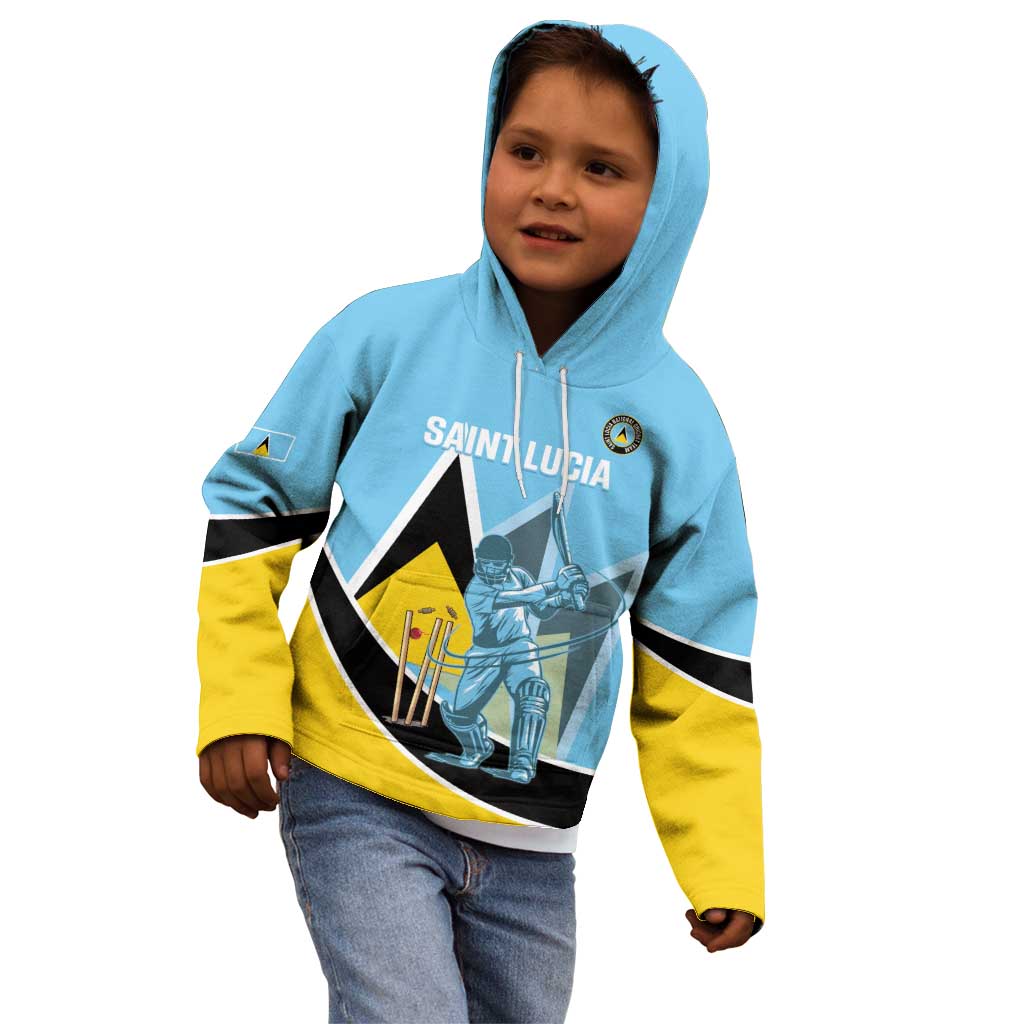 Custom Saint Lucia Cricket Kid Hoodie Go Champions - National Color - Wonder Print Shop