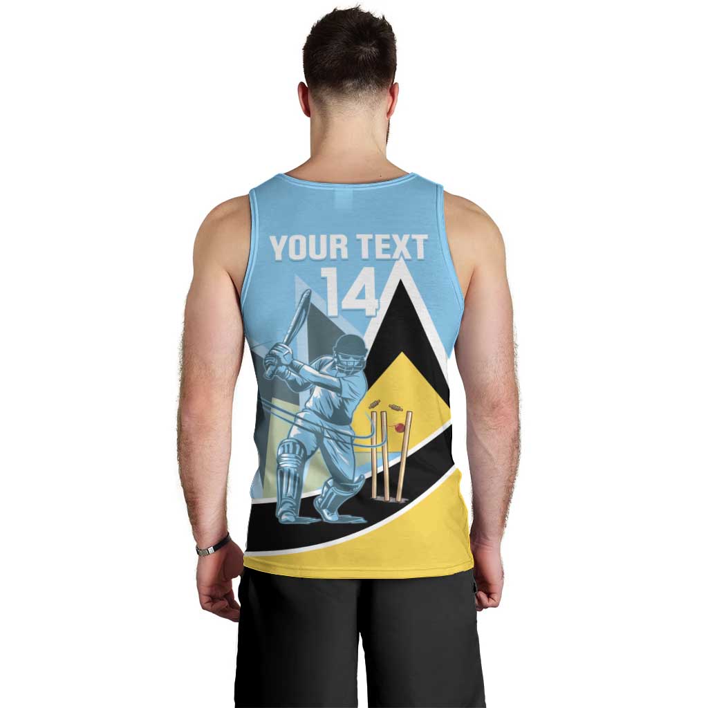 Custom Saint Lucia Cricket Men Tank Top Go Champions - National Color - Wonder Print Shop