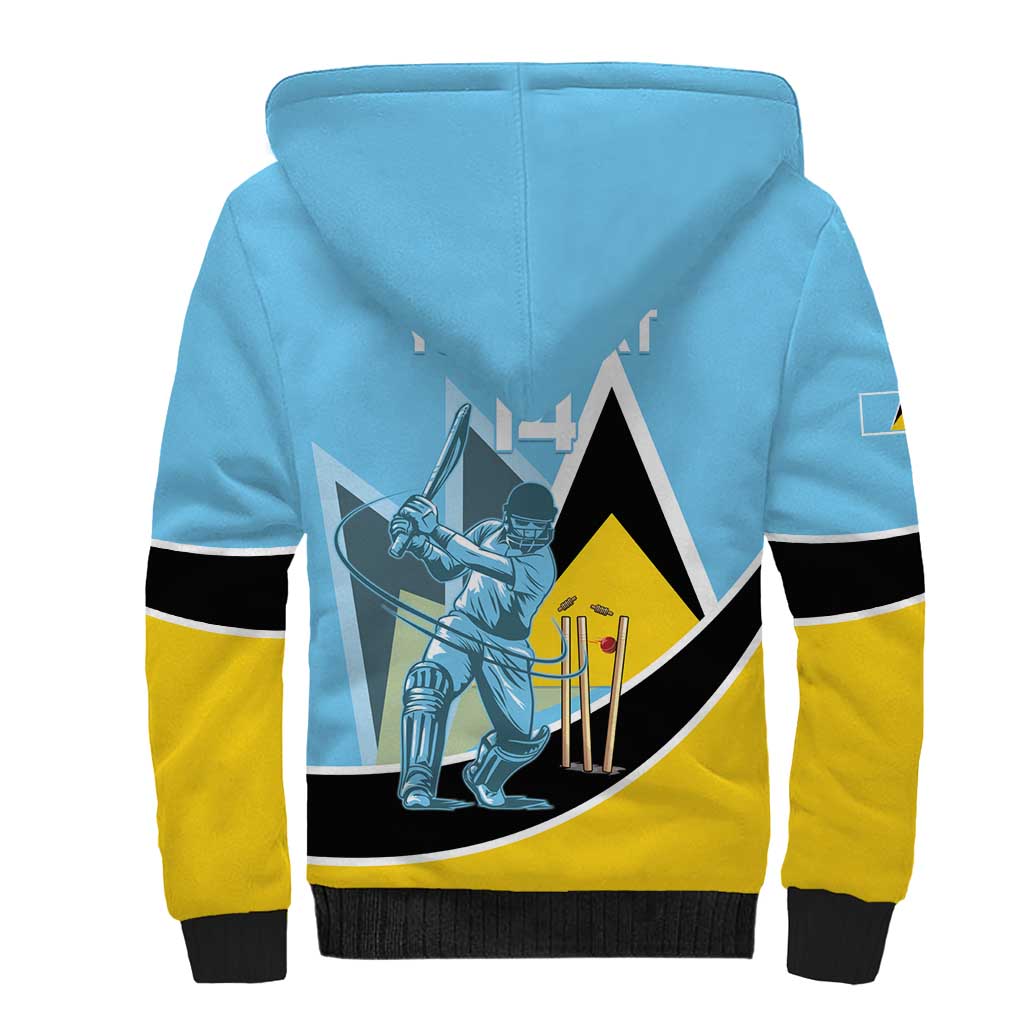 Custom Saint Lucia Cricket Sherpa Hoodie Go Champions - National Color - Wonder Print Shop