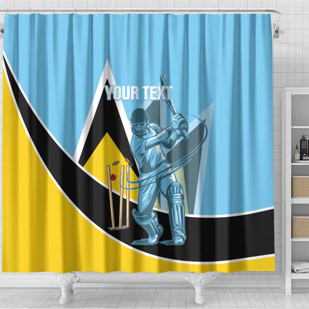 Custom Saint Lucia Cricket Shower Curtain Go Champions - National Color - Wonder Print Shop