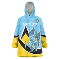 Custom Saint Lucia Cricket Wearable Blanket Hoodie Go Champions - National Color - Wonder Print Shop