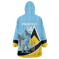Custom Saint Lucia Cricket Wearable Blanket Hoodie Go Champions - National Color - Wonder Print Shop
