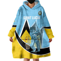 Custom Saint Lucia Cricket Wearable Blanket Hoodie Go Champions - National Color - Wonder Print Shop