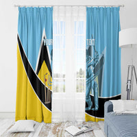 Custom Saint Lucia Cricket Window Curtain Go Champions - National Color - Wonder Print Shop