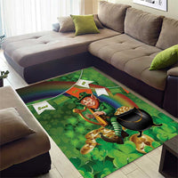 Happy Saint Patrick's Day Area Rug Leprechaun With Irish Harp - Shamrock Pattern - Wonder Print Shop