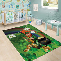 Happy Saint Patrick's Day Area Rug Leprechaun With Irish Harp - Shamrock Pattern - Wonder Print Shop