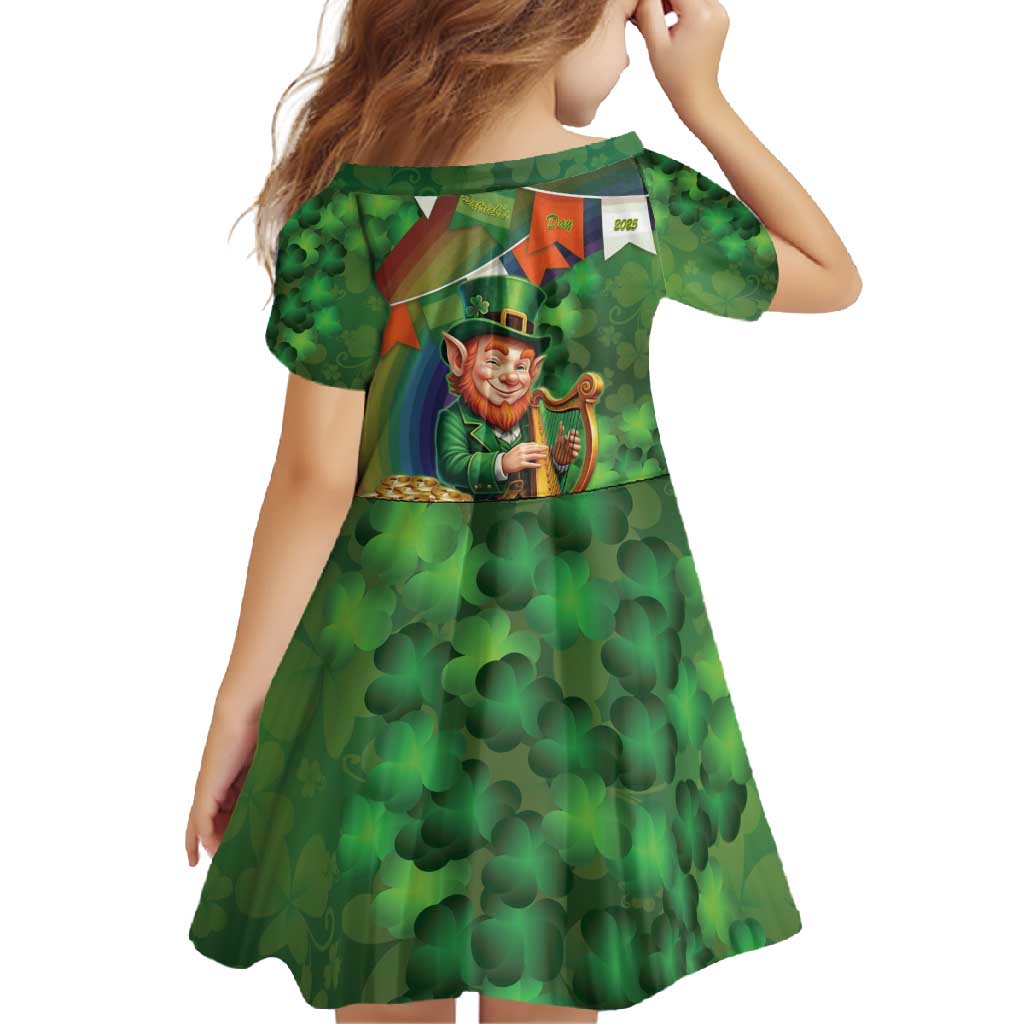 Happy Saint Patrick's Day Family Matching Mermaid Dress and Hawaiian Shirt Leprechaun With Irish Harp - Shamrock Pattern - Wonder Print Shop