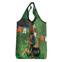 Happy Saint Patrick's Day Grocery Bag Leprechaun With Irish Harp - Shamrock Pattern