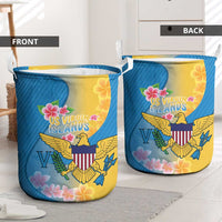 US Virgin Islands Laundry Basket Coat of Arms Plumeria Curve Style - Wonder Print Shop