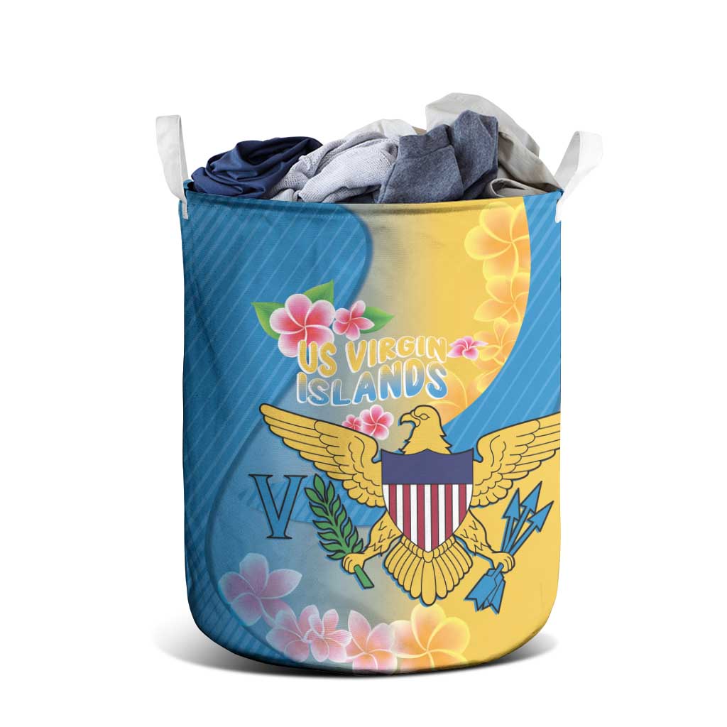 US Virgin Islands Laundry Basket Coat of Arms Plumeria Curve Style - Wonder Print Shop