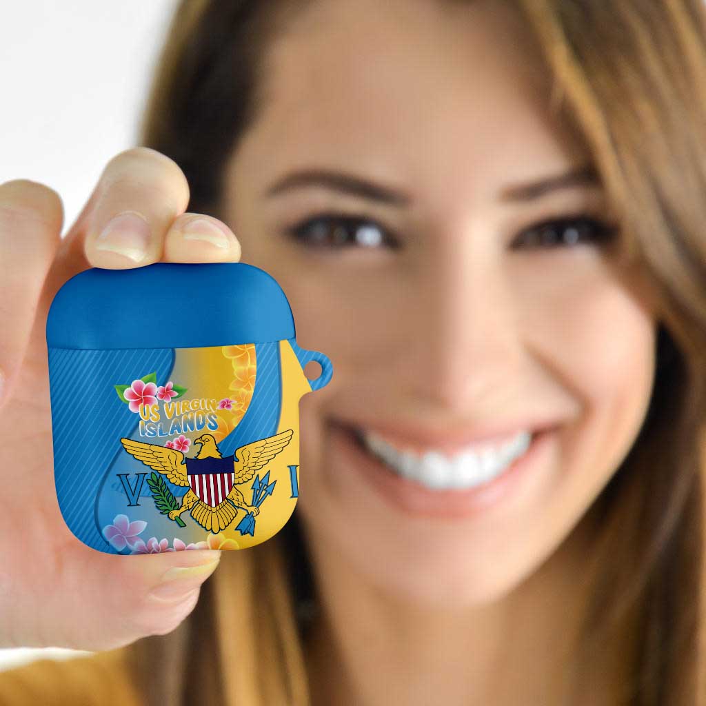 US Virgin Islands AirPods Case Coat of Arms Plumeria Curve Style - Wonder Print Shop