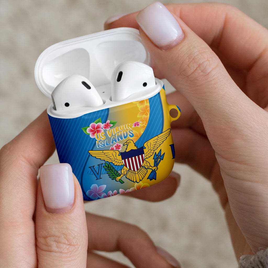 US Virgin Islands AirPods Case Coat of Arms Plumeria Curve Style - Wonder Print Shop