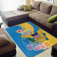 US Virgin Islands Area Rug Coat of Arms Plumeria Curve Style - Wonder Print Shop