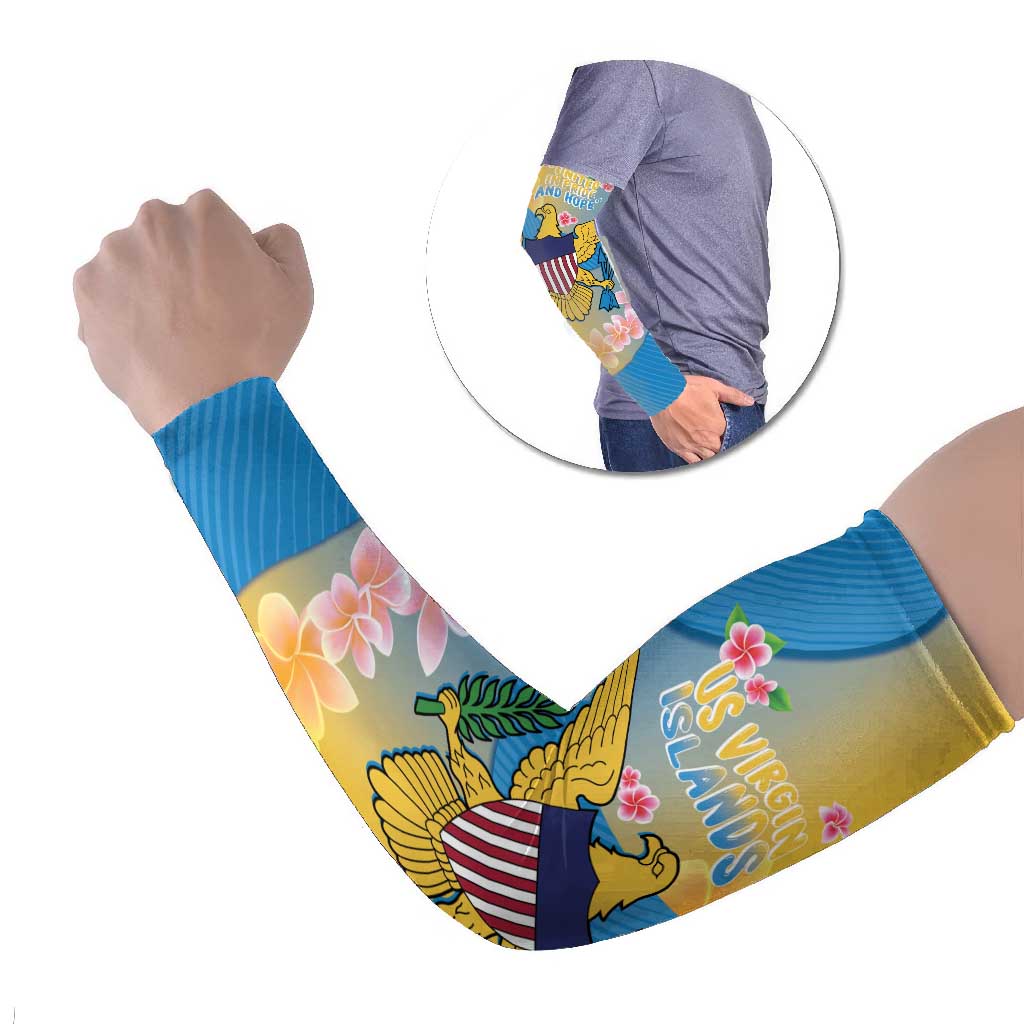 US Virgin Islands Arm Sleeves Coat of Arms Plumeria Curve Style - Wonder Print Shop
