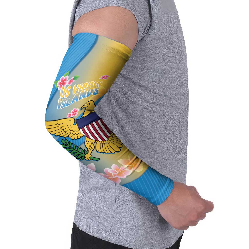 US Virgin Islands Arm Sleeves Coat of Arms Plumeria Curve Style - Wonder Print Shop