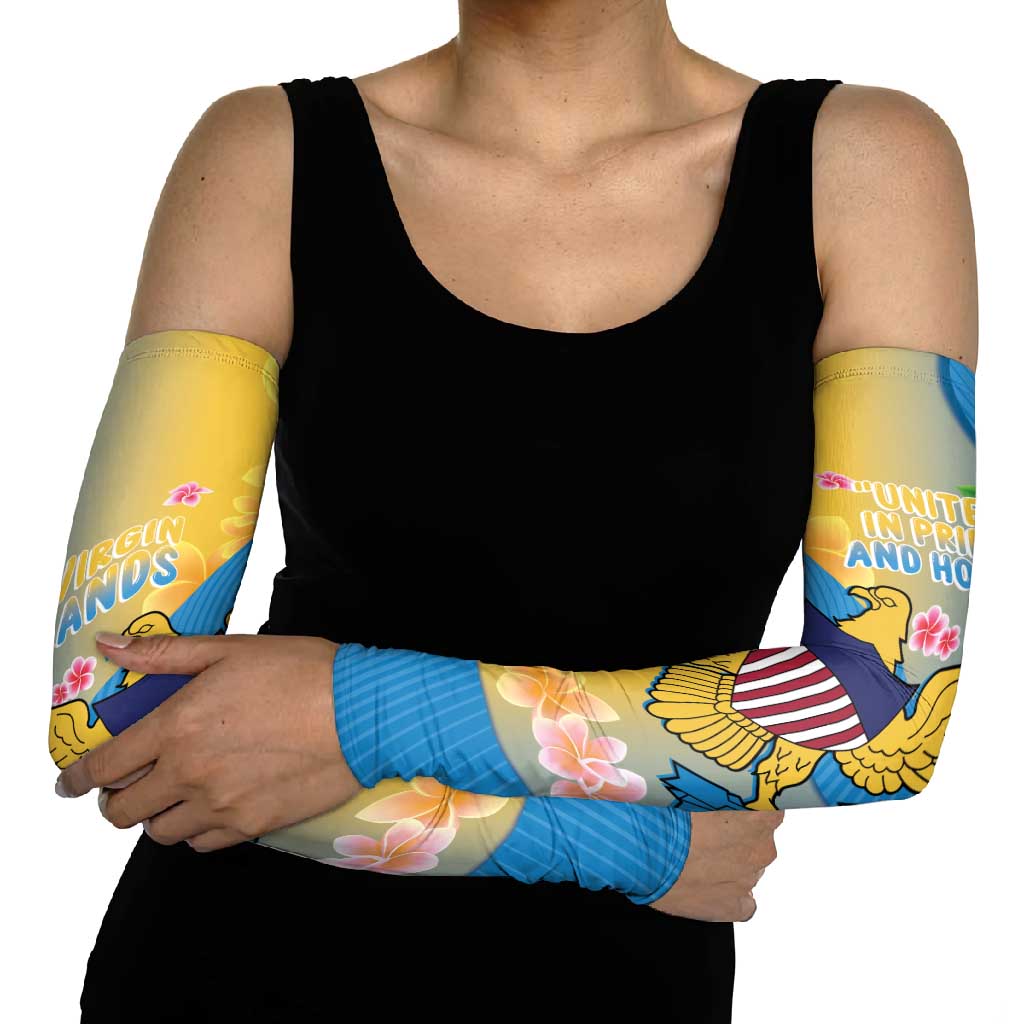US Virgin Islands Arm Sleeves Coat of Arms Plumeria Curve Style - Wonder Print Shop