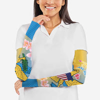 US Virgin Islands Arm Sleeves Coat of Arms Plumeria Curve Style - Wonder Print Shop