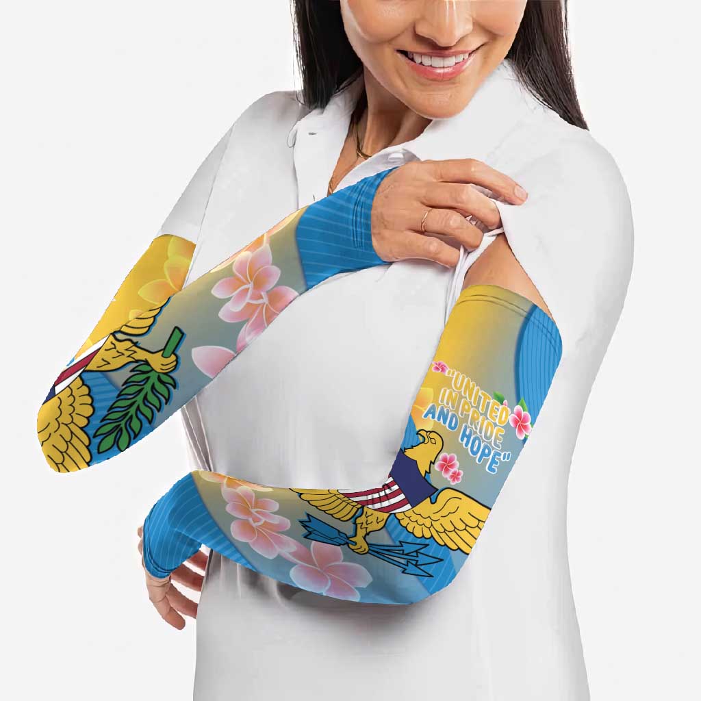 US Virgin Islands Arm Sleeves Coat of Arms Plumeria Curve Style - Wonder Print Shop