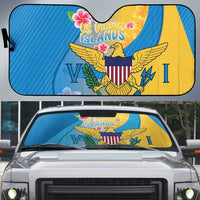 US Virgin Islands Auto Sun Shade Coat of Arms Plumeria Curve Style - Wonder Print Shop
