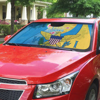 US Virgin Islands Auto Sun Shade Coat of Arms Plumeria Curve Style - Wonder Print Shop