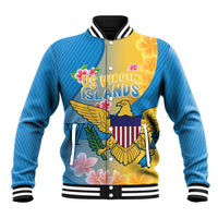 US Virgin Islands Baseball Jacket Coat of Arms Plumeria Curve Style - Wonder Print Shop