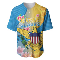 US Virgin Islands Baseball Jersey Coat of Arms Plumeria Curve Style - Wonder Print Shop