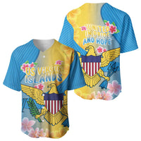 US Virgin Islands Baseball Jersey Coat of Arms Plumeria Curve Style - Wonder Print Shop