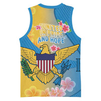 US Virgin Islands Basketball Jersey Coat of Arms Plumeria Curve Style - Wonder Print Shop