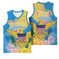 US Virgin Islands Basketball Jersey Coat of Arms Plumeria Curve Style - Wonder Print Shop