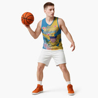 US Virgin Islands Basketball Jersey Coat of Arms Plumeria Curve Style - Wonder Print Shop