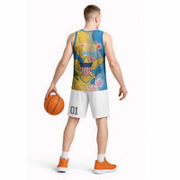 US Virgin Islands Basketball Jersey Coat of Arms Plumeria Curve Style - Wonder Print Shop