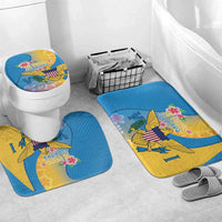 US Virgin Islands Bathroom Set Coat of Arms Plumeria Curve Style - Wonder Print Shop