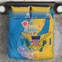 US Virgin Islands Bedding Set Coat of Arms Plumeria Curve Style - Wonder Print Shop