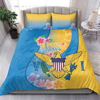 US Virgin Islands Bedding Set Coat of Arms Plumeria Curve Style - Wonder Print Shop