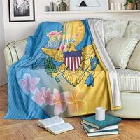 US Virgin Islands Blanket Coat of Arms Plumeria Curve Style - Wonder Print Shop